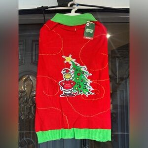 PET APPAREL CHRISTMAS RED "THE GRINCH" with TREE SWEATER